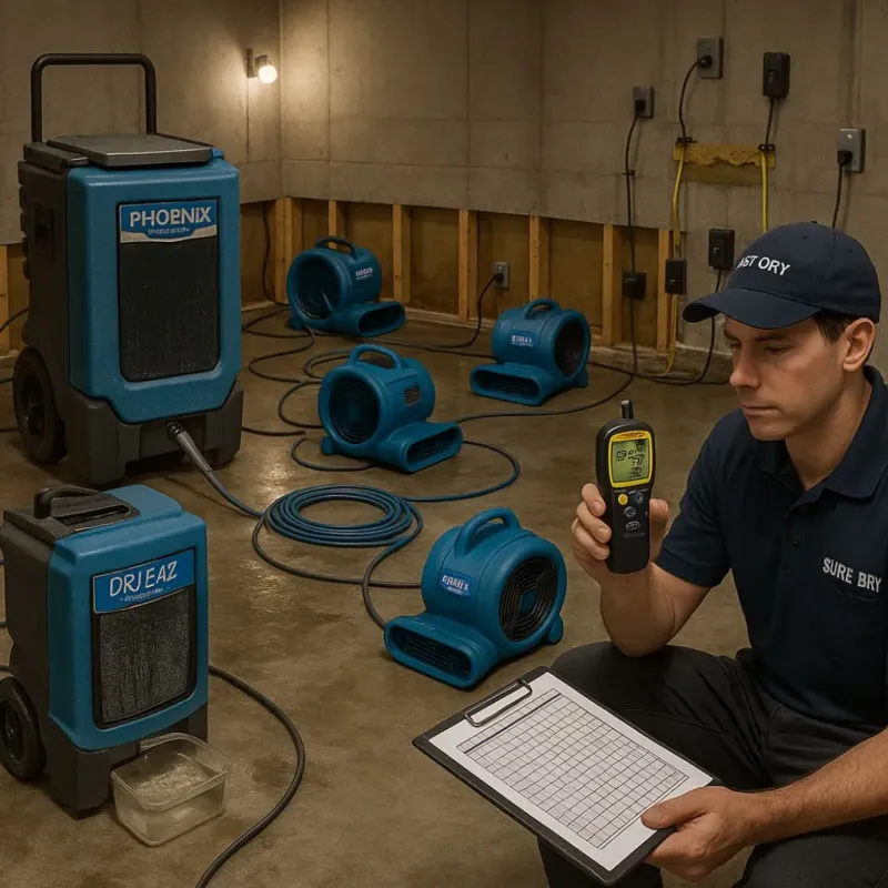 Structural Drying and Dehumidification process in Orange, TX